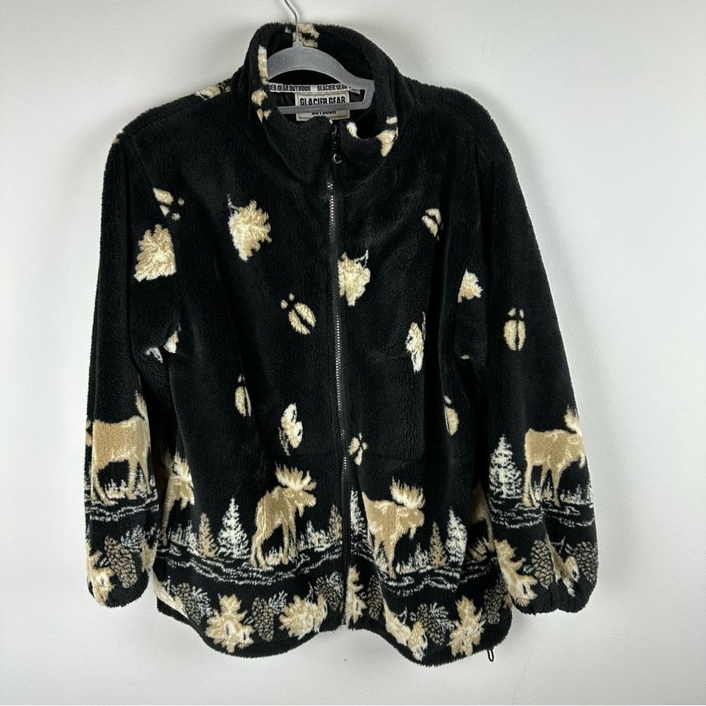 Glacier Gear moose faux fur zip up jacket size S